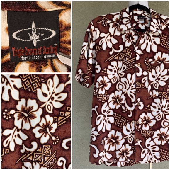 🌴 Hawaiian Barkcloth Shirt Tapa Tiki Floral 🌴 - Picture 1 of 12